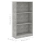vidaXL Bücherregal 3 Fächer Betongrau 60x24x109 cm Holzwerkstoff vidaXL Bücherregal 3 Fächer Betongrau 60x24x109 cm Holzwerkstoff