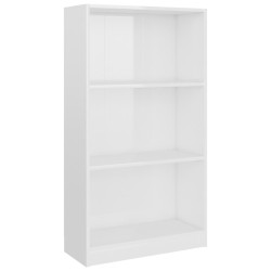 vidaXL Bücherregal 3 Fächer Hochglanz-Weiß 60x24x109 cm Holzwerkstoff