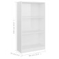 vidaXL Bücherregal 3 Fächer Hochglanz-Weiß 60x24x109 cm Holzwerkstoff vidaXL Bücherregal 3 Fächer Hochglanz-Weiß 60x24x109 cm Holzwerkstoff