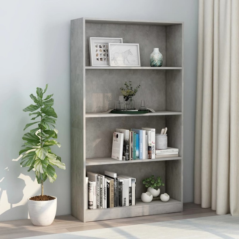 vidaXL Bücherregal 4 Fächer Betongrau 80x24x142 cm Holzwerkstoff vidaXL Bücherregal 4 Fächer Betongrau 80x24x142 cm Holzwerkstoff