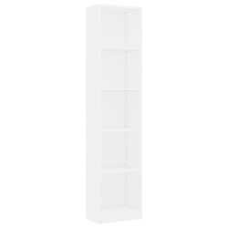 vidaXL Bücherregal 5 Fächer Weiß 40x24x175 cm Holzwerkstoff