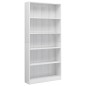 vidaXL Bücherregal 5 Fächer Hochglanz-Weiß 80x24x175 cm Holzwerkstoff vidaXL Bücherregal 5 Fächer Hochglanz-Weiß 80x24x175 cm Holzwerkstoff
