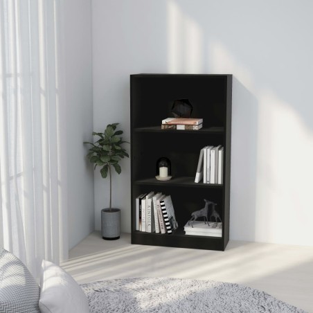 vidaXL Bücherregal 3 Fächer Schwarz 60x24x109 cm Holzwerkstoff