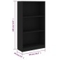 vidaXL Bücherregal 3 Fächer Schwarz 60x24x109 cm Holzwerkstoff vidaXL Bücherregal 3 Fächer Schwarz 60x24x109 cm Holzwerkstoff
