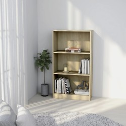 vidaXL Bücherregal 3 Fächer Sonoma-Eiche 60x24x109 cm Holzwerkstoff