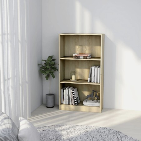 vidaXL Bücherregal 3 Fächer Sonoma-Eiche 60x24x109 cm Holzwerkstoff