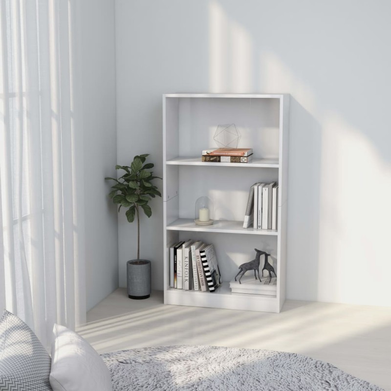 vidaXL Bücherregal 3 Fächer Weiß 60x24x109 cm Holzwerkstoff vidaXL Bücherregal 3 Fächer Weiß 60x24x109 cm Holzwerkstoff