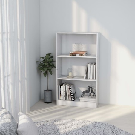 vidaXL Bücherregal 3 Fächer Weiß 60x24x109 cm Holzwerkstoff