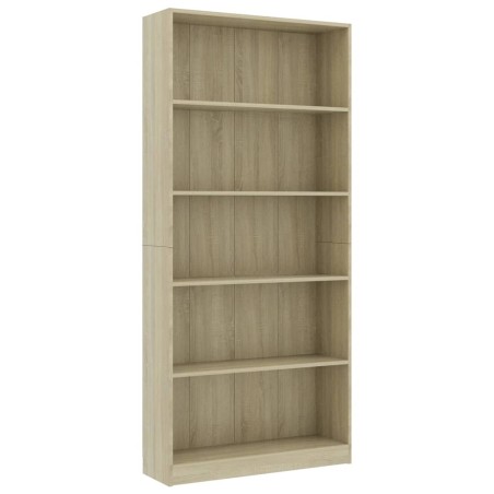 vidaXL Bücherregal 5 Fächer Sonoma-Eiche 80x24x175 cm Holzwerkstoff