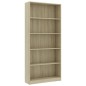 vidaXL Bücherregal 5 Fächer Sonoma-Eiche 80x24x175 cm Holzwerkstoff vidaXL Bücherregal 5 Fächer Sonoma-Eiche 80x24x175 cm Holzwerkstoff