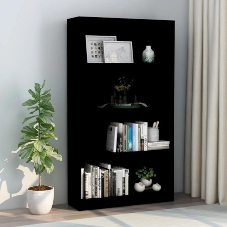 vidaXL Bücherregal 4 Fächer Schwarz 80x24x142 cm Holzwerkstoff
