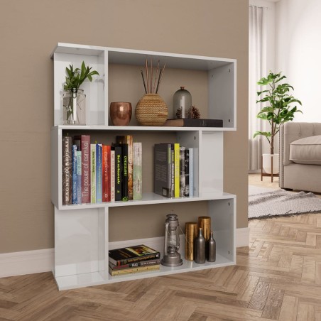 vidaXL Bücherregal/Raumteiler Hochglanz-Weiß 80x24x96 cm