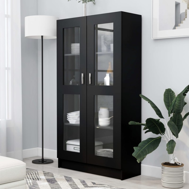 vidaXL Vitrinenschrank Schwarz 82,5x30,5x150 cm Holzwerkstoff vidaXL Vitrinenschrank Schwarz 82,5x30,5x150 cm Holzwerkstoff