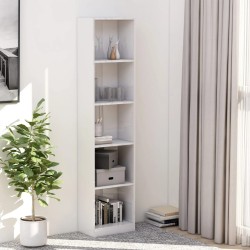 vidaXL Bücherregal 5 Fächer Hochglanz-Weiß 40x24x175 cm Holzwerkstoff