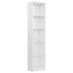 vidaXL Bücherregal 5 Fächer Hochglanz-Weiß 40x24x175 cm Holzwerkstoff
