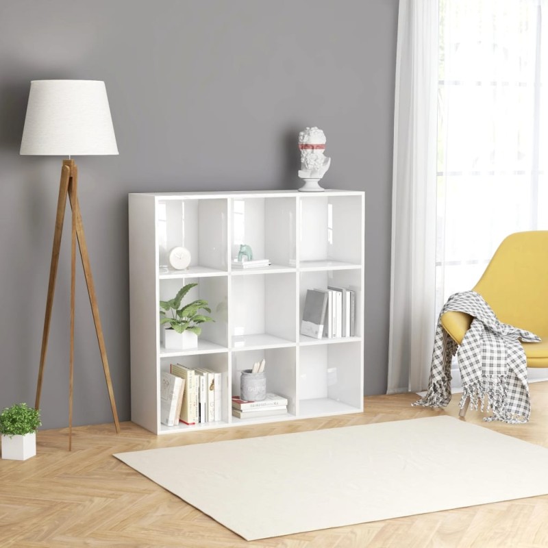 vidaXL Bücherregal Hochglanz-Weiß 98x30x98 cm Holzwerkstoff vidaXL Bücherregal Hochglanz-Weiß 98x30x98 cm Holzwerkstoff