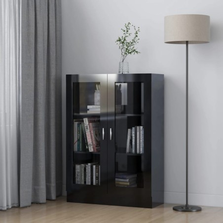 vidaXL Vitrinenschrank Hochglanz-Schwarz 82,5x30,5x115cm Holzwerkstoff