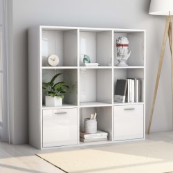 vidaXL Bücherregal Hochglanz-Weiß 98x30x98 cm Holzwerkstoff