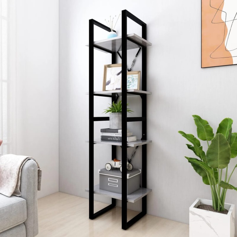 vidaXL Bücherregal 4 Fächer Betongrau 40x30x140 cm Holzwerkstoff vidaXL Bücherregal 4 Fächer Betongrau 40x30x140 cm Holzwerkstoff
