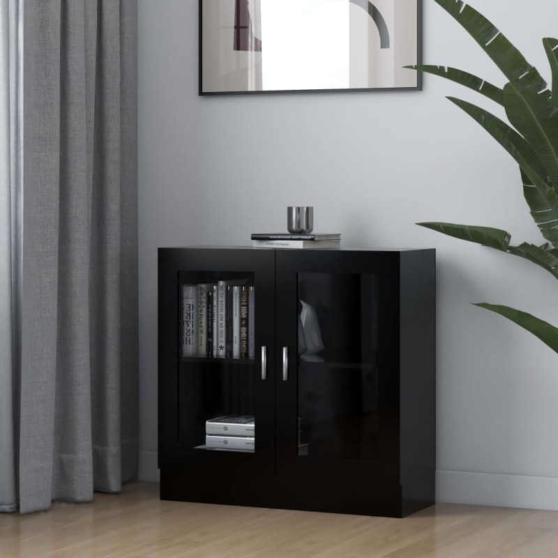vidaXL Vitrinenschrank Schwarz 82,5x30,5x80 cm Holzwerkstoff vidaXL Vitrinenschrank Schwarz 82,5x30,5x80 cm Holzwerkstoff