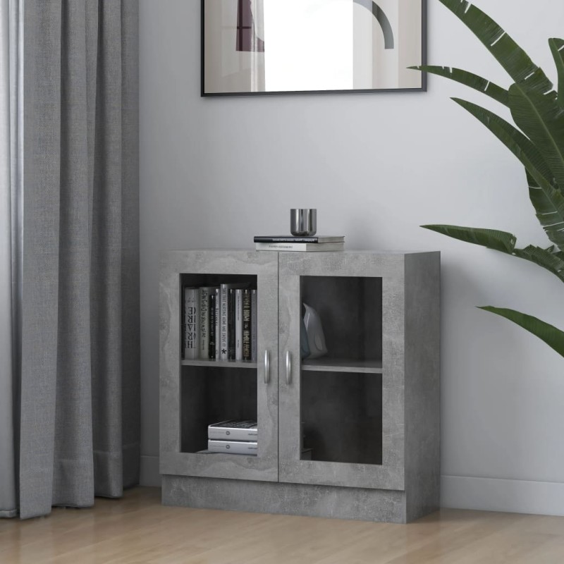 vidaXL Vitrinenschrank Betongrau 82,5x30,5x80 cm Holzwerkstoff vidaXL Vitrinenschrank Betongrau 82,5x30,5x80 cm Holzwerkstoff