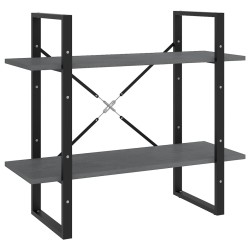 vidaXL Bücherregal 2 Fächer Grau 80x30x70 cm Kiefer Massivholz