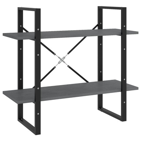 vidaXL Bücherregal 2 Fächer Grau 80x30x70 cm Kiefer Massivholz