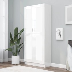 vidaXL Bücherschrank Hochglanz-Weiß 82,5x30,5x185,5 cm Holzwerkstoff