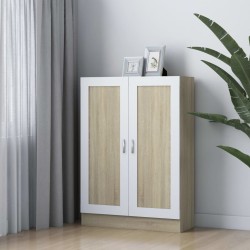 vidaXL Bücherschrank Weiß & Sonoma-Eiche 82,5x30,5x115cm Holzwerkstoff