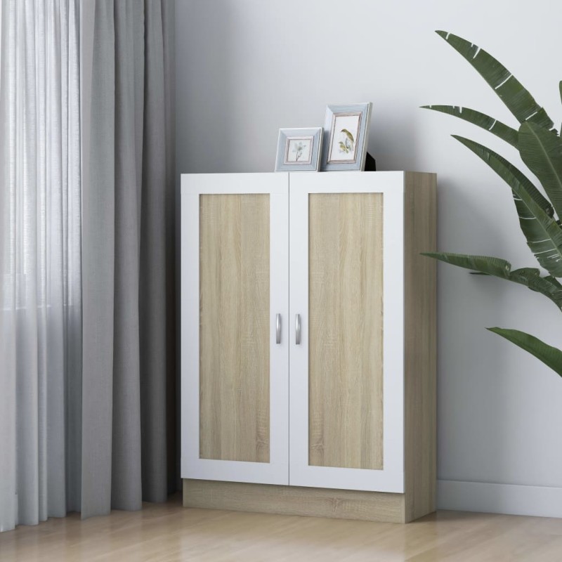 vidaXL Bücherschrank Weiß & Sonoma-Eiche 82,5x30,5x115cm Holzwerkstoff vidaXL Bücherschrank Weiß & Sonoma-Eiche 82,5x30,5x115cm Holzwerkstoff