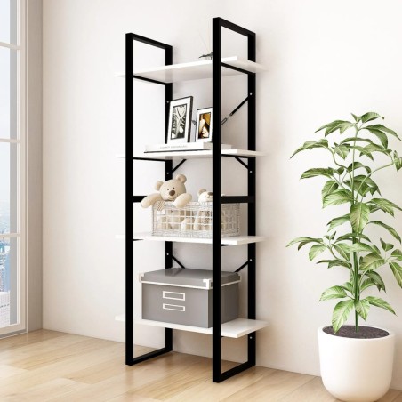 vidaXL Bücherregal 4 Fächer Weiß 60x30x140 cm Kiefer Massivholz
