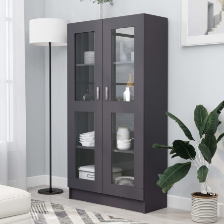 vidaXL Vitrinenschrank Grau 82,5x30,5x150 cm Holzwerkstoff