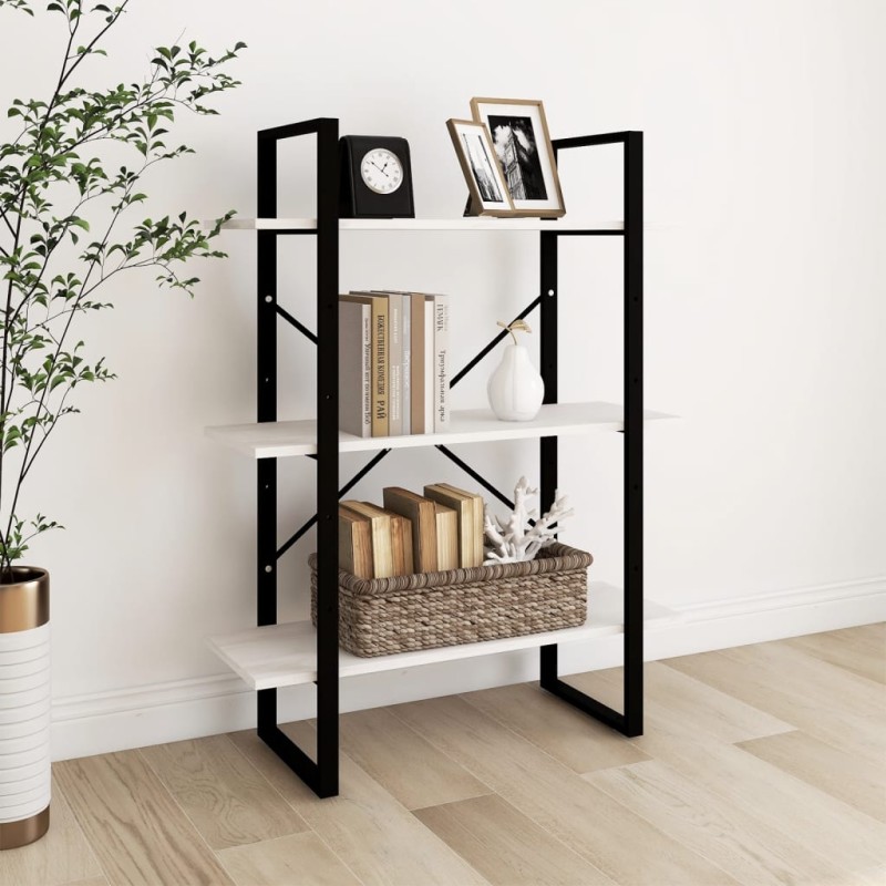 vidaXL Bücherregal 3 Fächer Weiß 80x30x105 cm Massivholz Kiefer vidaXL Bücherregal 3 Fächer Weiß 80x30x105 cm Massivholz Kiefer