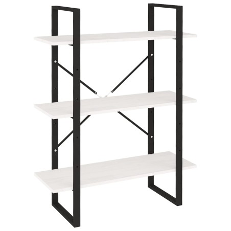 vidaXL Bücherregal 3 Fächer Weiß 80x30x105 cm Massivholz Kiefer