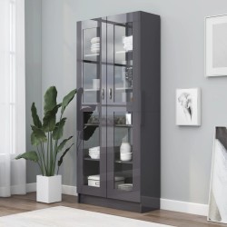 vidaXL Vitrinenschrank Hochglanz-Grau 82,5x30,5x185,5 cm Holzwerkstoff