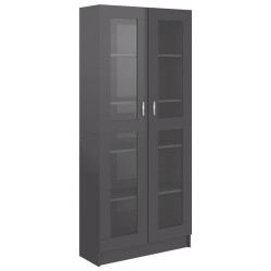 vidaXL Vitrinenschrank Hochglanz-Grau 82,5x30,5x185,5 cm Holzwerkstoff