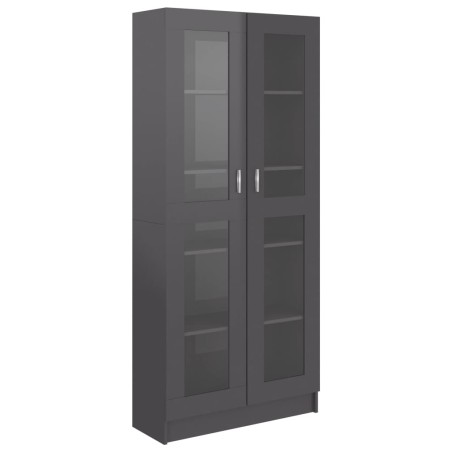 vidaXL Vitrinenschrank Hochglanz-Grau 82,5x30,5x185,5 cm Holzwerkstoff