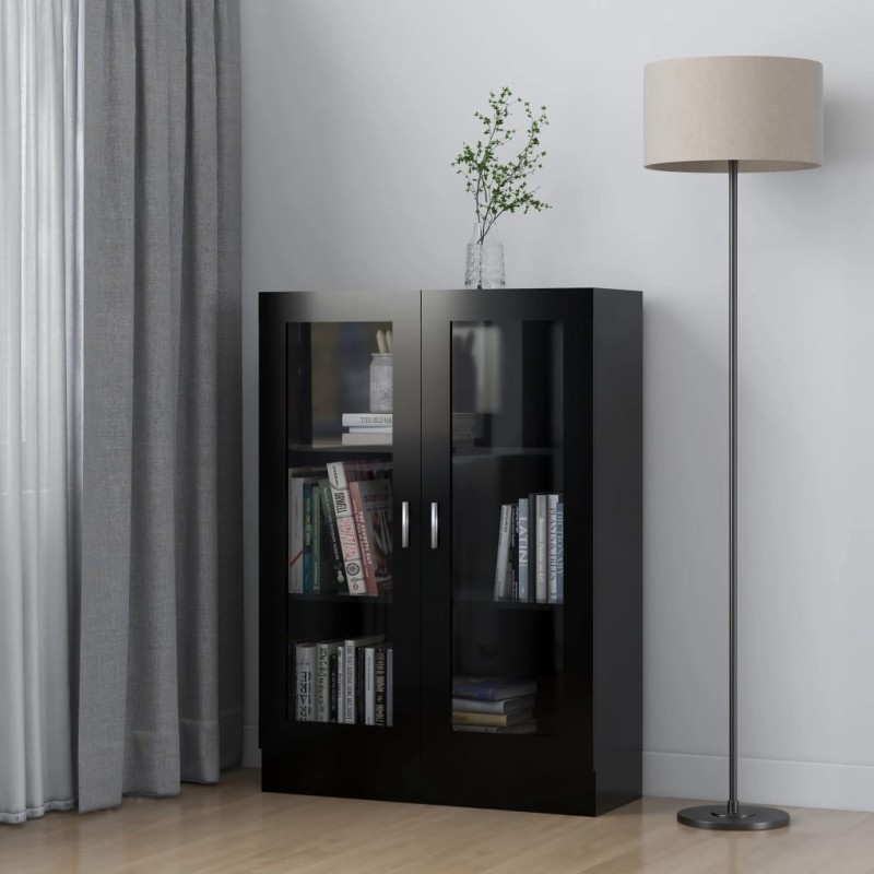 vidaXL Vitrinenschrank Schwarz 82,5x30,5x115 cm Holzwerkstoff vidaXL Vitrinenschrank Schwarz 82,5x30,5x115 cm Holzwerkstoff