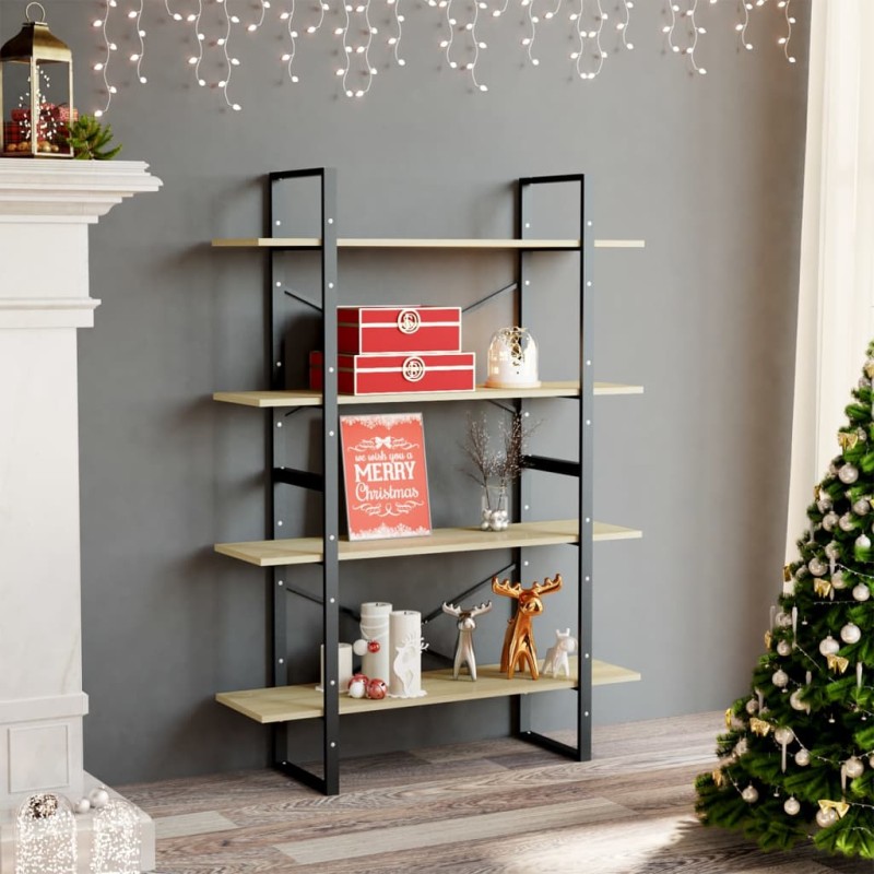 vidaXL Bücherregal 4 Fächer Sonoma-Eiche 100x30x140 cm Holzwerkstoff vidaXL Bücherregal 4 Fächer Sonoma-Eiche 100x30x140 cm Holzwerkstoff