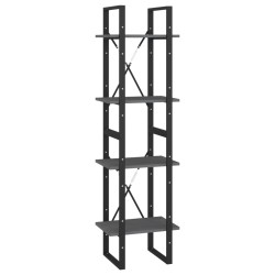 vidaXL Bücherregal 4 Fächer Grau 40x30x140 cm Kiefer Massivholz