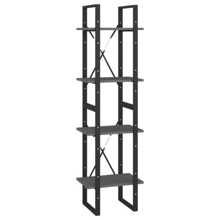 vidaXL Bücherregal 4 Fächer Grau 40x30x140 cm Kiefer Massivholz