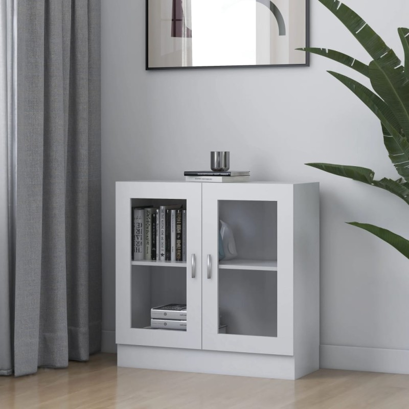 vidaXL Vitrinenschrank Weiß 82,5x30,5x80 cm Holzwerkstoff vidaXL Vitrinenschrank Weiß 82,5x30,5x80 cm Holzwerkstoff