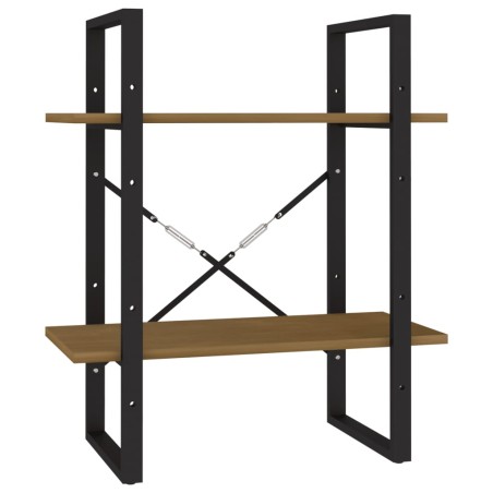 vidaXL Bücherregal 2 Fächer Honigbraun 60x30x70 cm Kiefer Massivholz