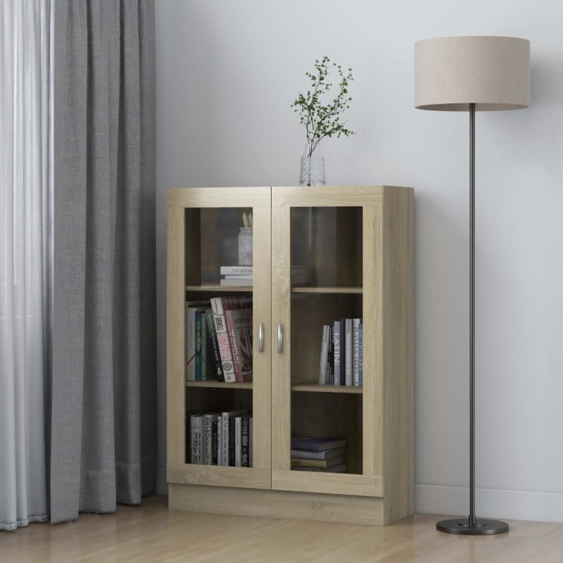 vidaXL Vitrinenschrank Sonoma-Eiche 82,5x30,5x115 cm Holzwerkstoff vidaXL Vitrinenschrank Sonoma-Eiche 82,5x30,5x115 cm Holzwerkstoff