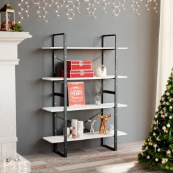 vidaXL Bücherregal 4 Fächer Weiß 100x30x140 cm Kiefer Massivholz