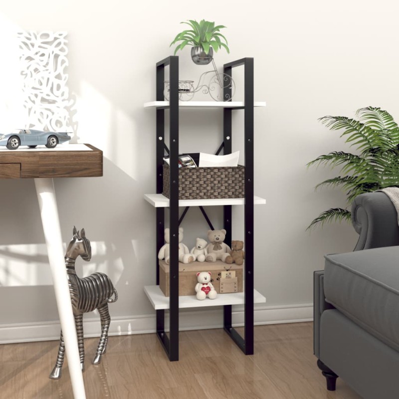 vidaXL Bücherregal 3 Fächer Weiß 40x30x105 cm Holzwerkstoff vidaXL Bücherregal 3 Fächer Weiß 40x30x105 cm Holzwerkstoff