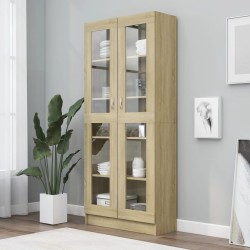 vidaXL Vitrinenschrank Sonoma-Eiche 82,5x30,5x185,5 cm Holzwerkstoff