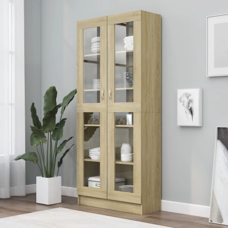vidaXL Vitrinenschrank Sonoma-Eiche 82,5x30,5x185,5 cm Holzwerkstoff