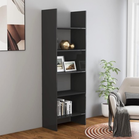 vidaXL Bücherregal Hochglanz-Grau 60x35x180 cm Holzwerkstoff