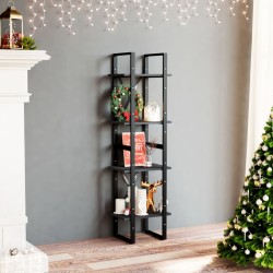 vidaXL Bücherregal 4 Fächer Schwarz 40x30x140 cm Kiefer Massivholz